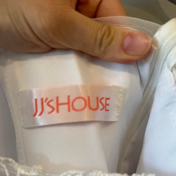 JJs House White Asymmetrical Ruched Wedding Dress - Picture 2 of 8